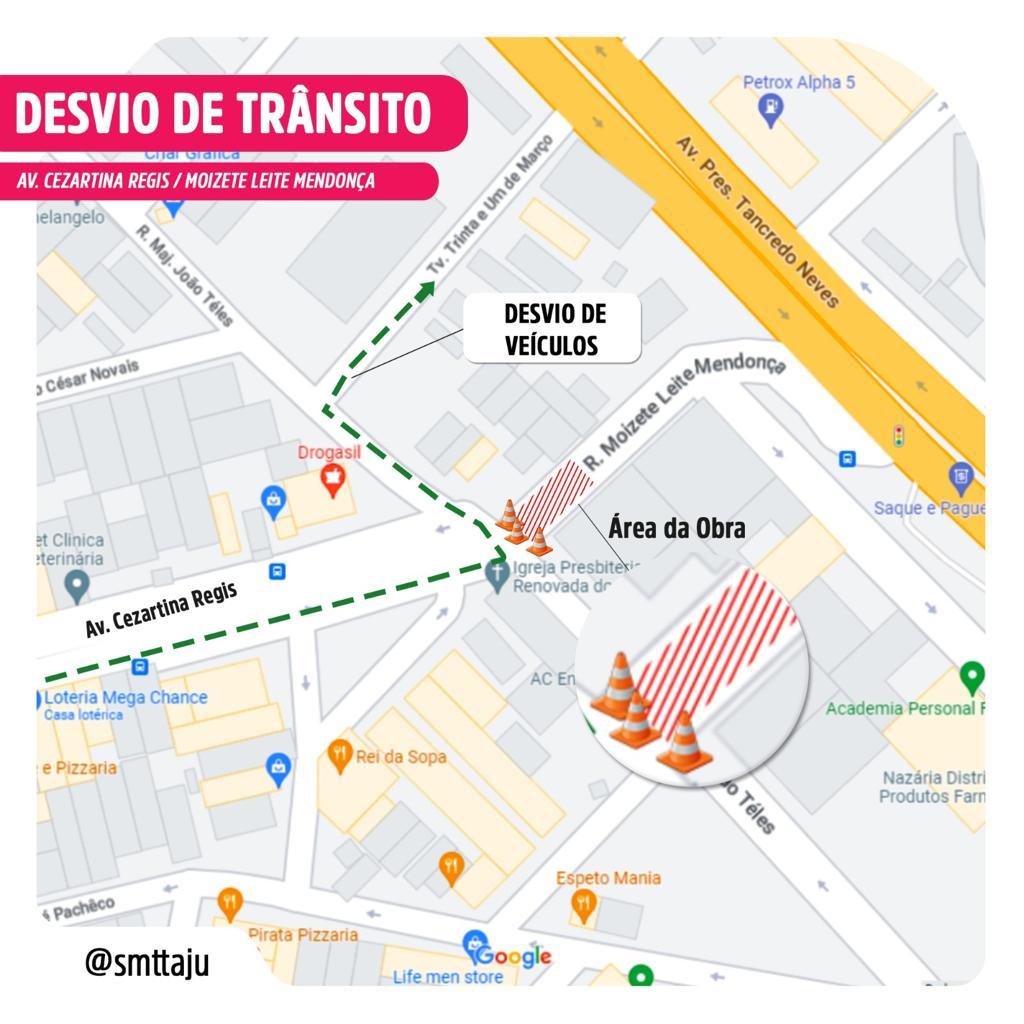 Trânsito na avenida Cezartina Régis, no Jabotiana, será alterado na sexta, 21 - SMTT Aracaju